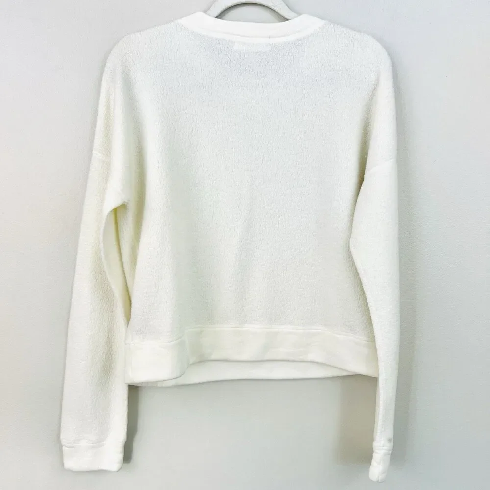 Bella Dahl Super Soft Cozy White Cropped Sweater Soft Sherpa Feel Size Large - Picture 5 of 6
